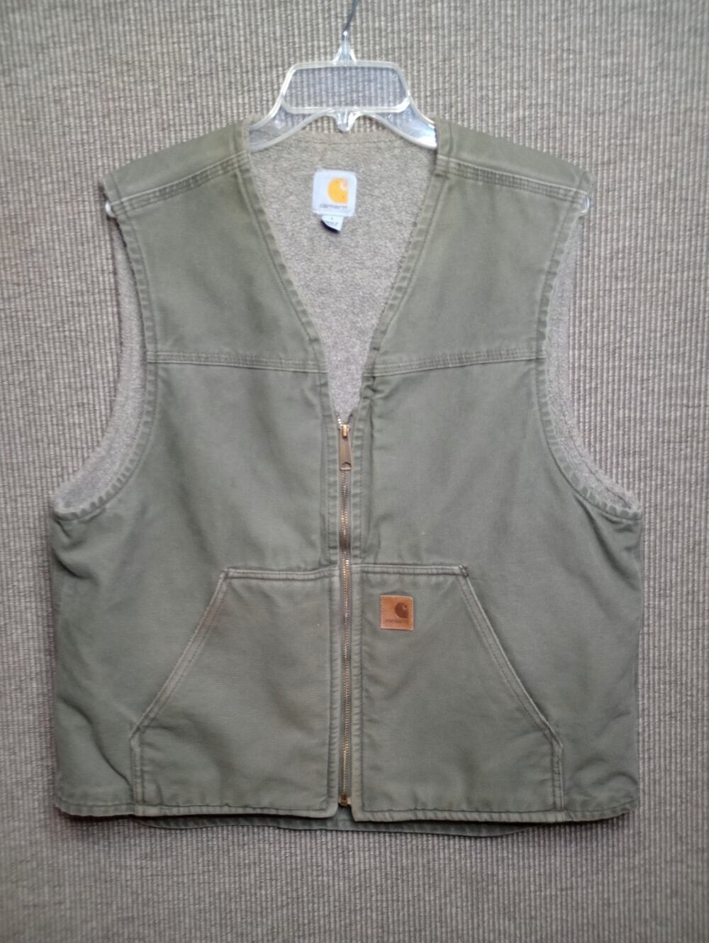 vintage Carhartt V26 Sandstone Duck Vest Size L Army Green